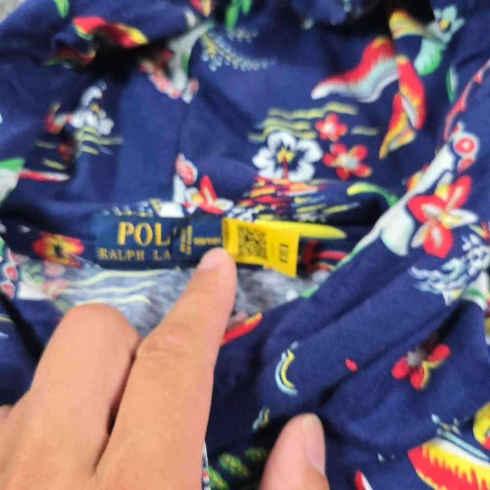 Polo Ralph Lauren Hoodie Mens Large Blue Hawaiian Lightweight Jersey Pullover